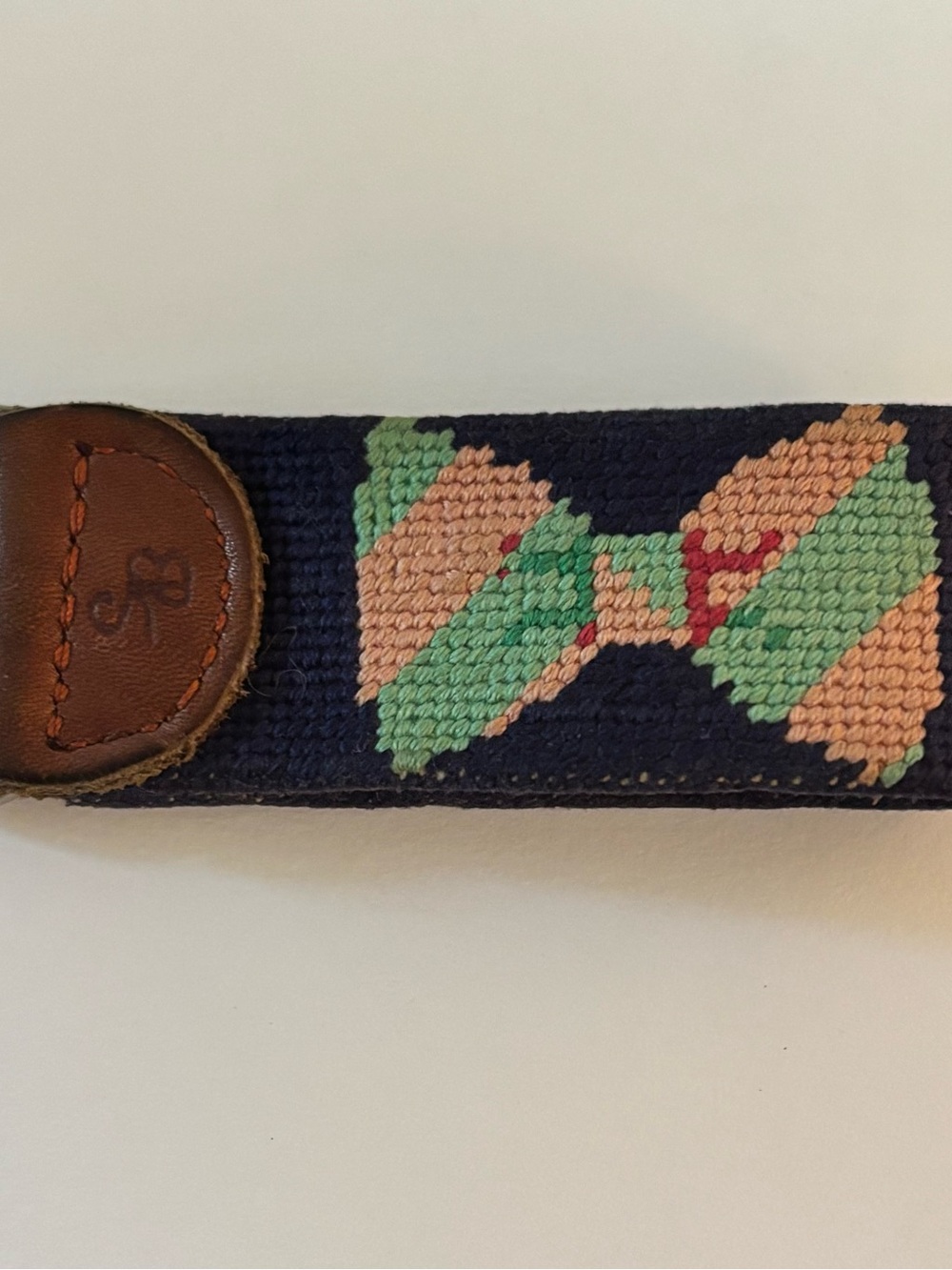 Smathers & Branson Navy Needlepoint Bow tie Key Ring